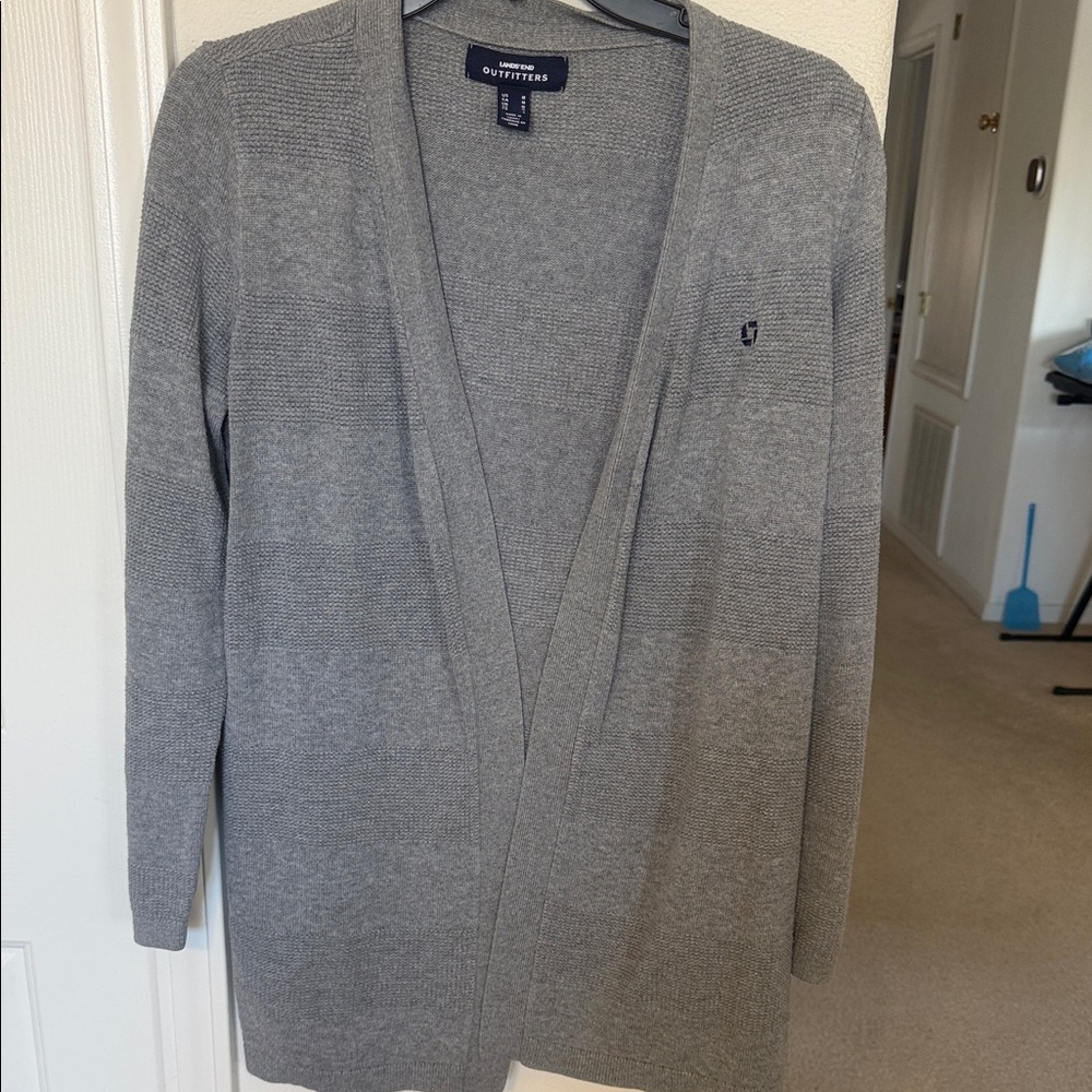 Lands end gray long cardigan